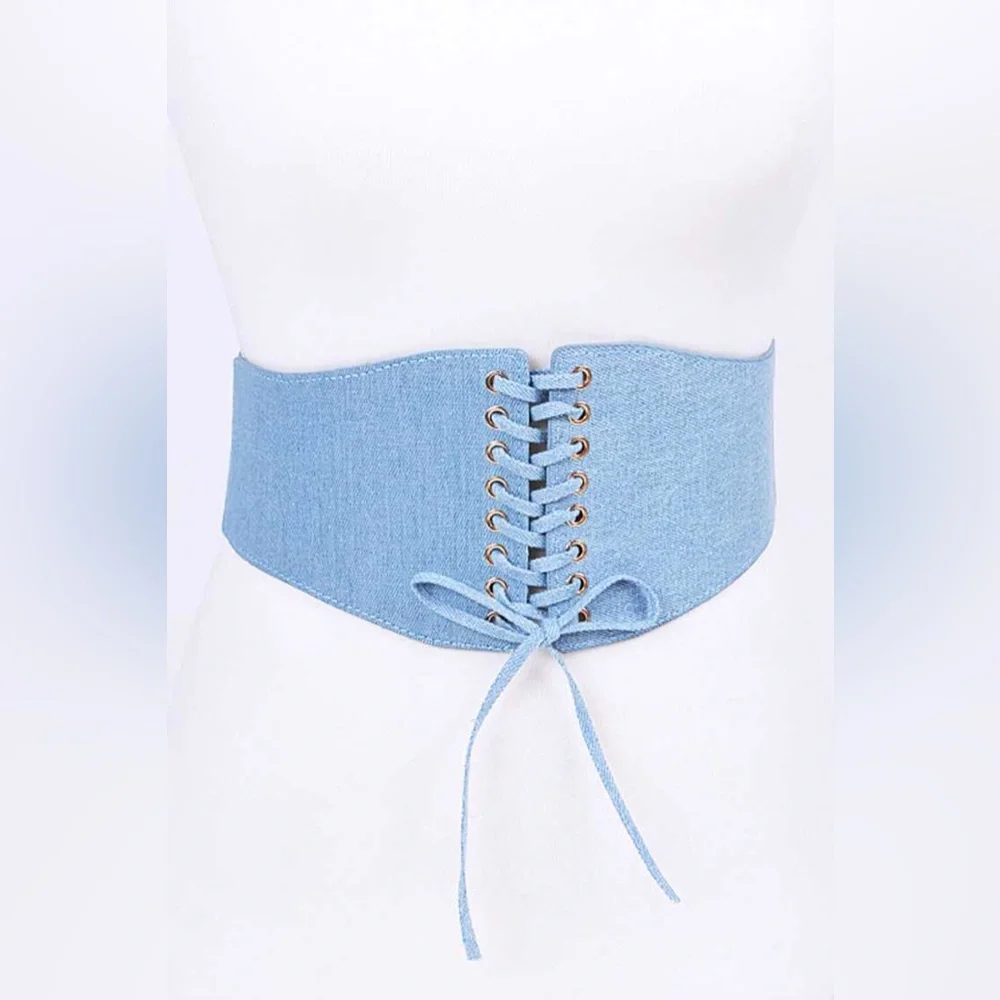 Blue Denim Jean Waist Corset Statement Belt